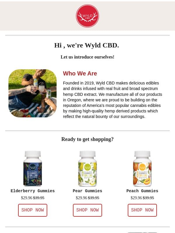 Let us introduce ourselves! email from Wyld CBD