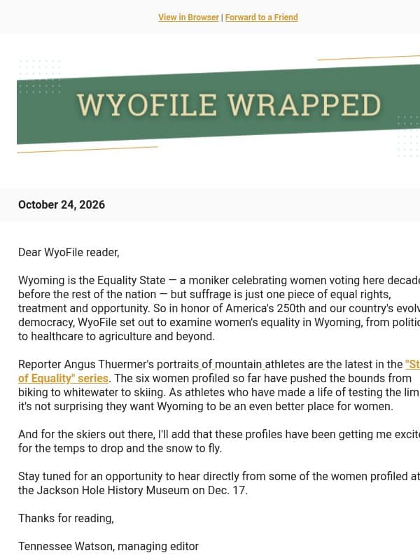 Wrapped — School activities funding | AI complex shortcut | New pronghorn protection email from WyoFile