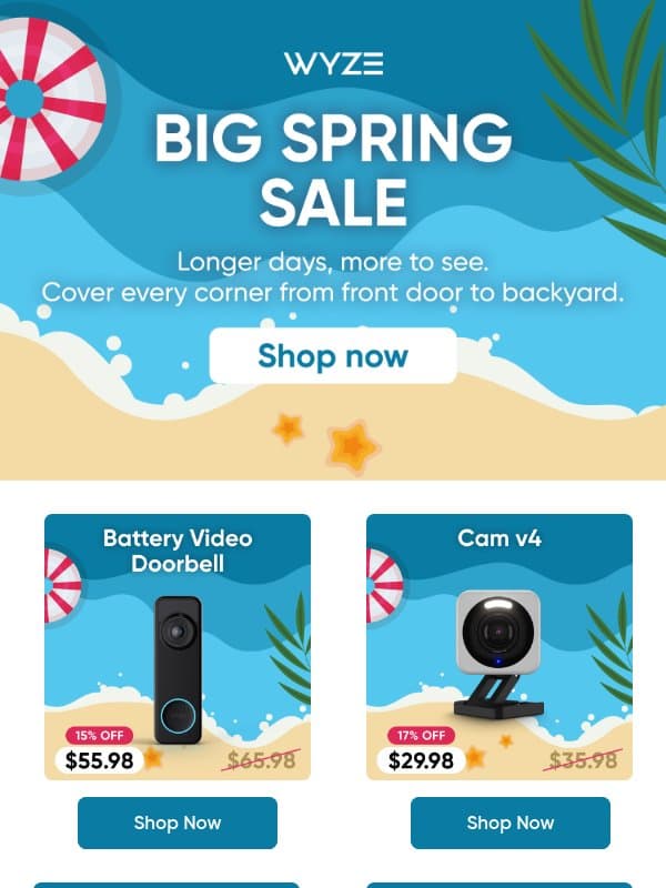 Prices just DROPPED. Spring Sale is UP. email from Wyze