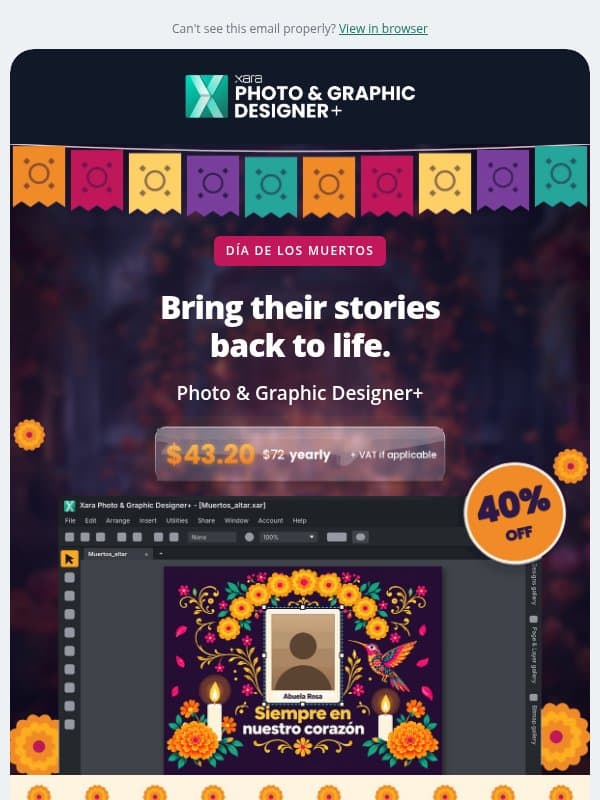 Restore, colour and design with Photo & Graphic Designer+ email from Xara Web Designer