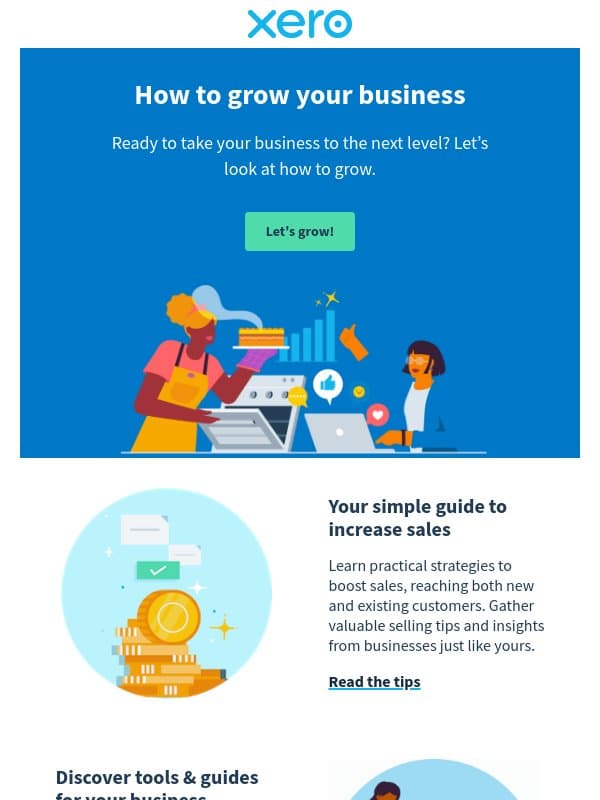 Want to grow your business? email from Xero