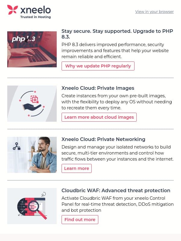 More control. Less risk. email from Xneelo
