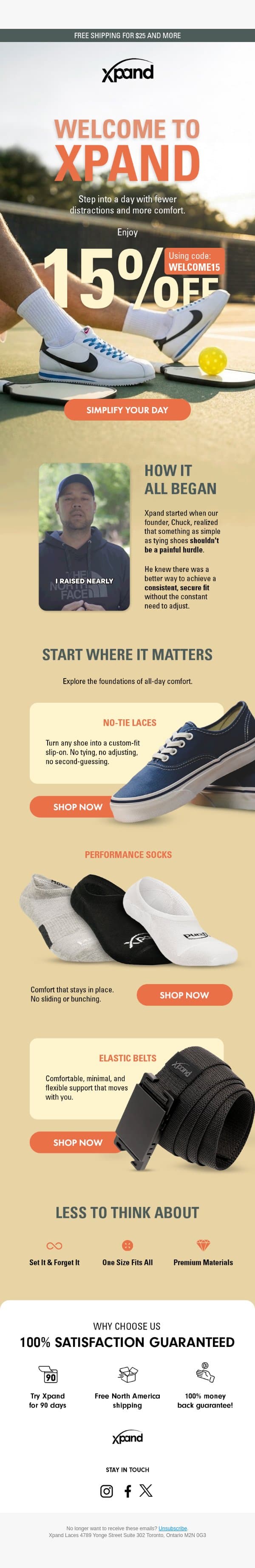 Thanks for subscribing💪Enjoy 15% Off email from Xpand Laces screenshot