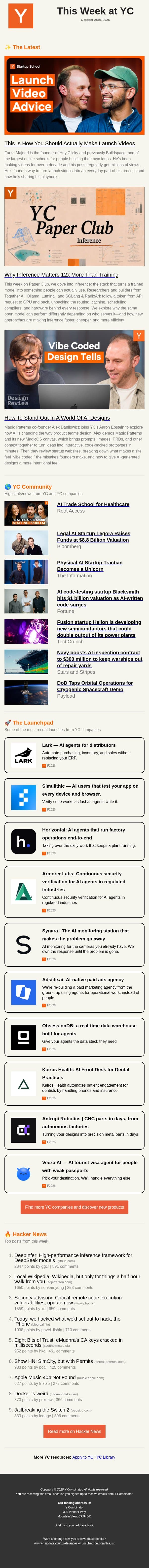 How to make a launch video people actually watch email from Y Combinator screenshot