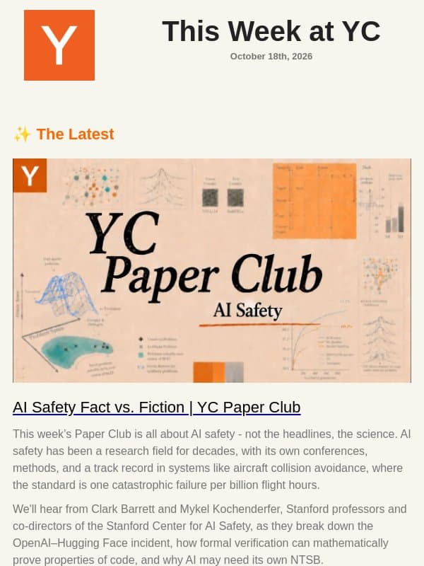 AI Safety: Fact vs. Fiction email from Y Combinator