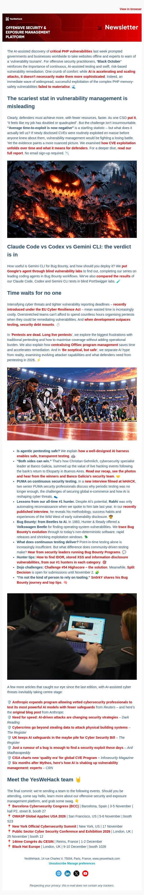 Black October: Is the vulnerability tsunami here? email from YesWeHack screenshot