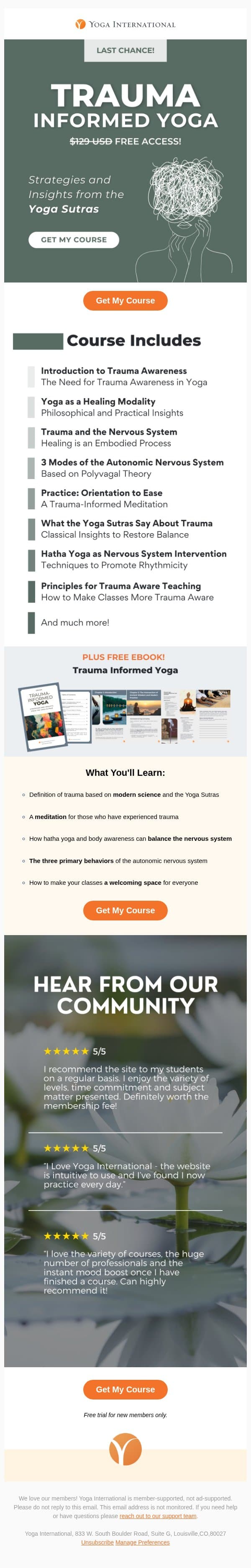 *Trauma-Informed Yoga* Course + Ebook 🕊️Free Access email from Yoga International screenshot