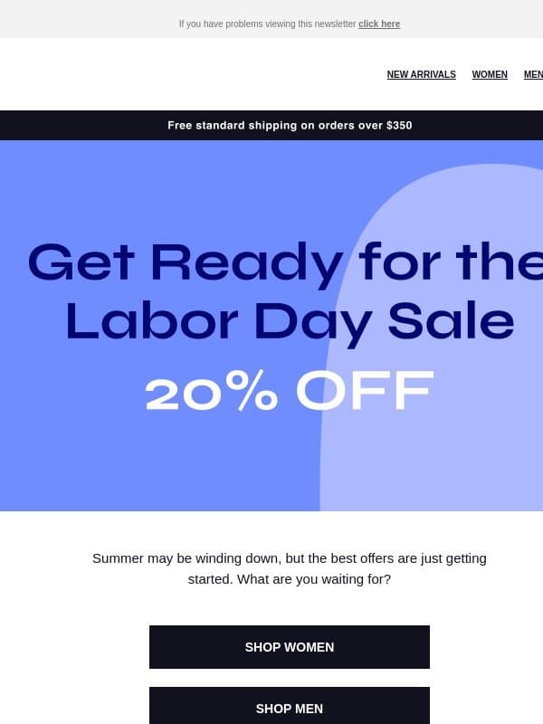 Get Ready for the Labor Day Sale: Enjoy 20% OFF email from Yoox