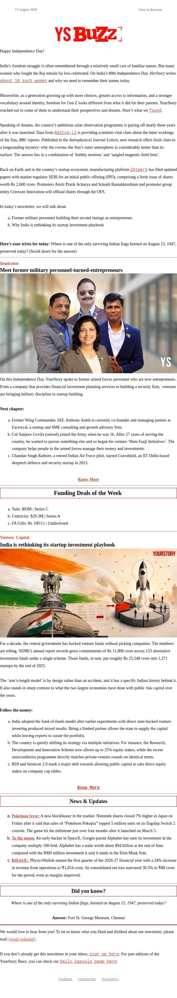 🇮🇳 Meet the faujis who swapped uniforms for startups email from YourStory screenshot