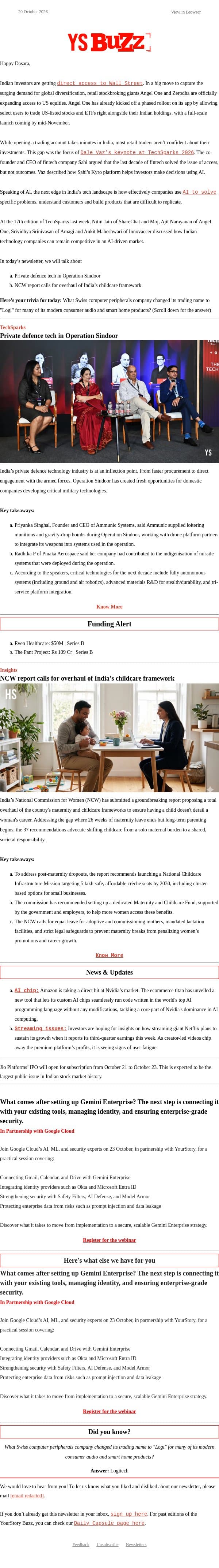 🎯 How Operation Sindoor changed India’s defence startups email from YourStory screenshot