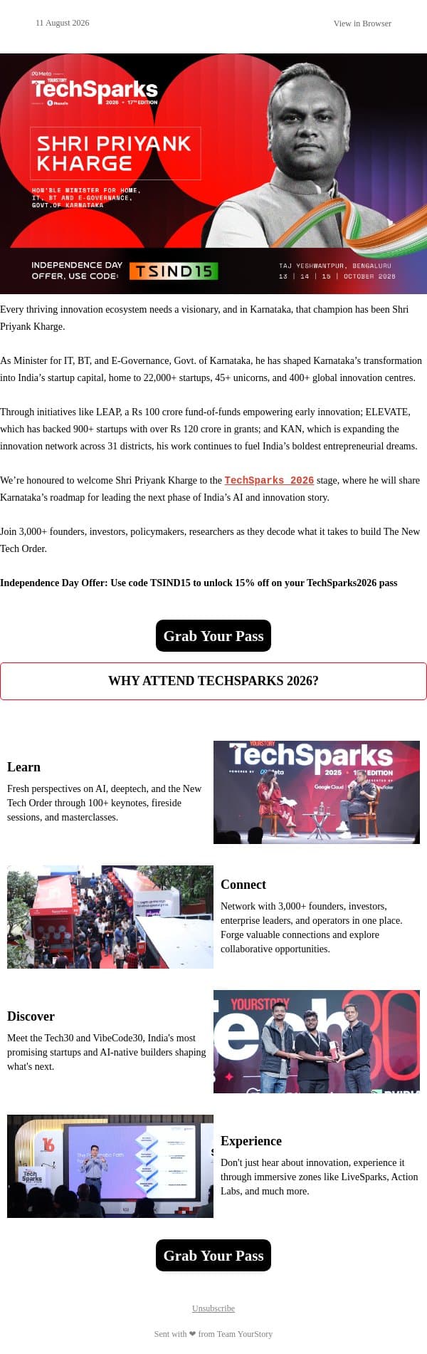 Priyank Kharge on Building India’s Next Tech Powerhouse email from YourStory screenshot