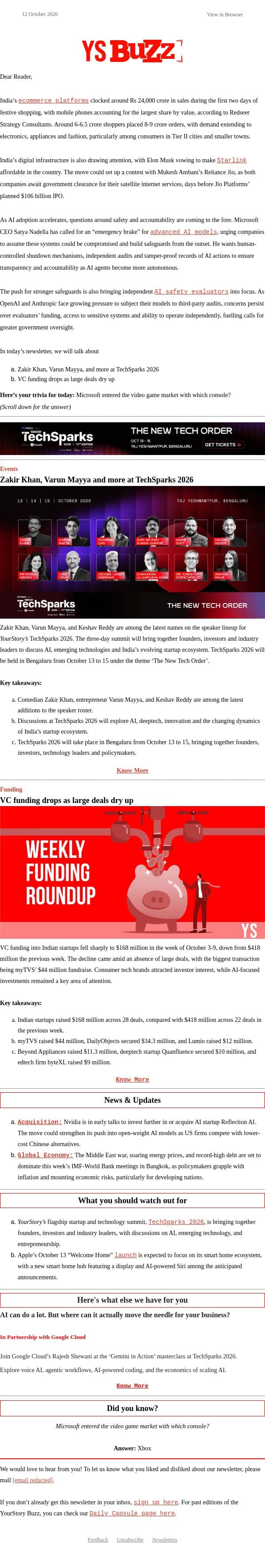 🛍️ Ecomm festive sales hit Rs 24,000 Cr in two days email from YourStory screenshot