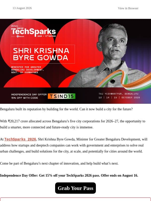 Shri Krishna Byre Gowda on building Bengaluru’s future email from YourStory