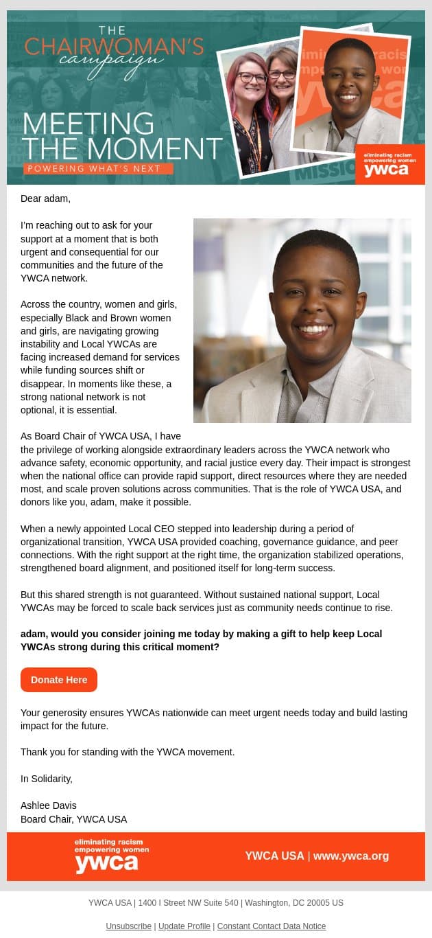 This Moment Requires a Strong YWCA Network email from YWCA USA screenshot