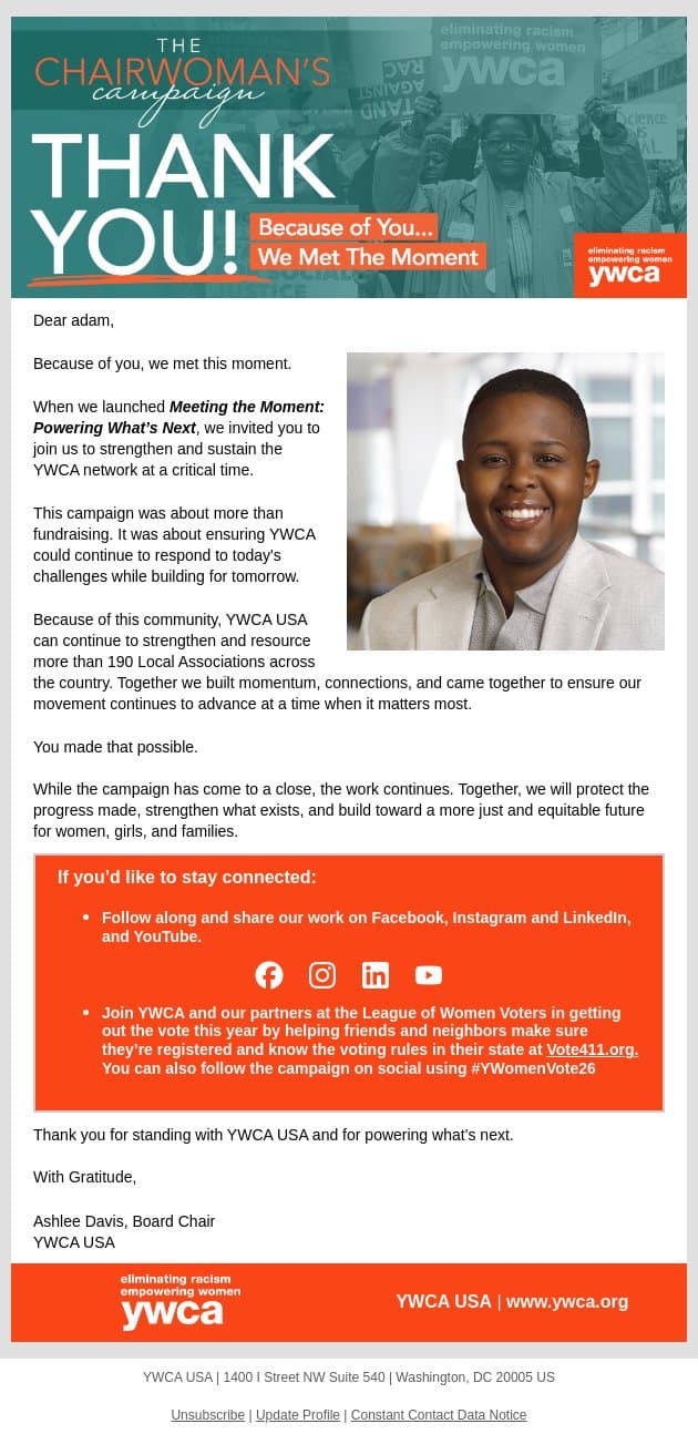 Together, we met this moment email from YWCA USA screenshot
