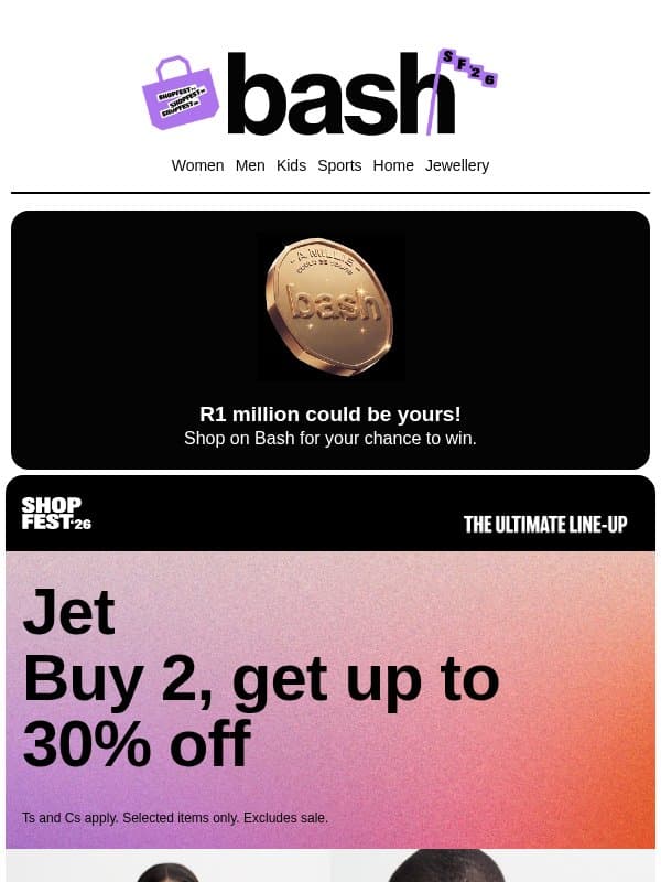 Buy 2, get up to 30% off at Jet 🔥 email from Zando