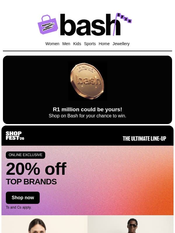 20% off top brands ❤️🔥 email from Zando