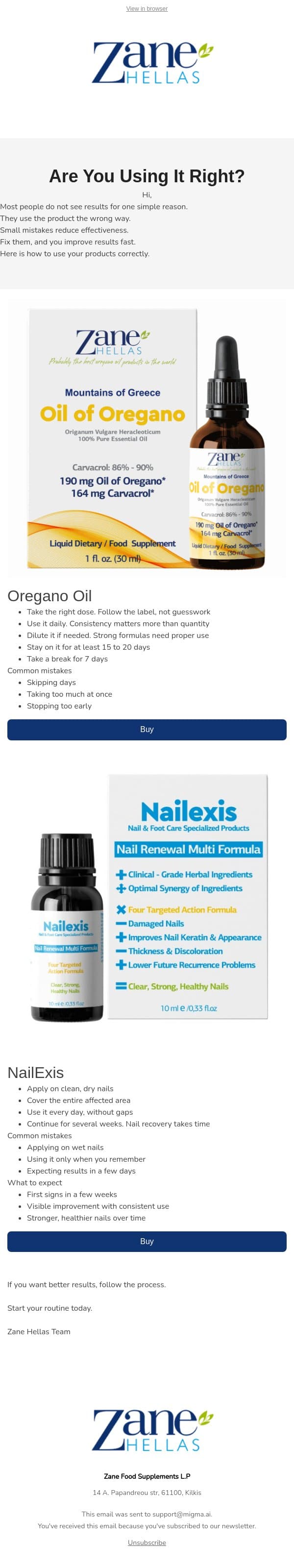 Are You Using It Right? email from Zane Hellas screenshot