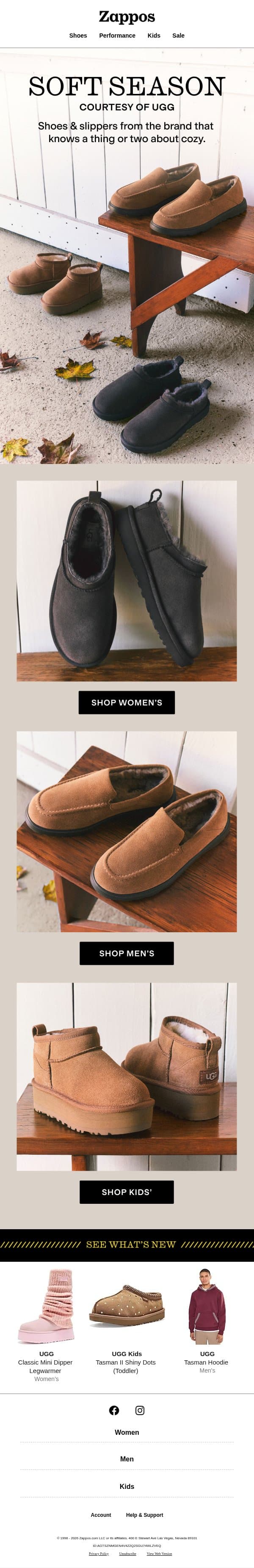 UGG styles you won't want to take off ☁️ email from Zappos screenshot