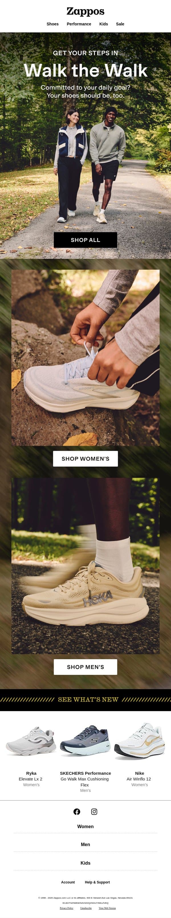 Walking shoes with something to prove email from Zappos screenshot