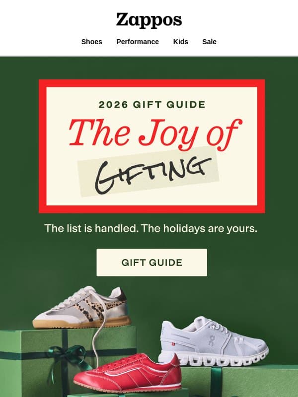 The 2026 Gift Guide is here 🎁 email from Zappos
