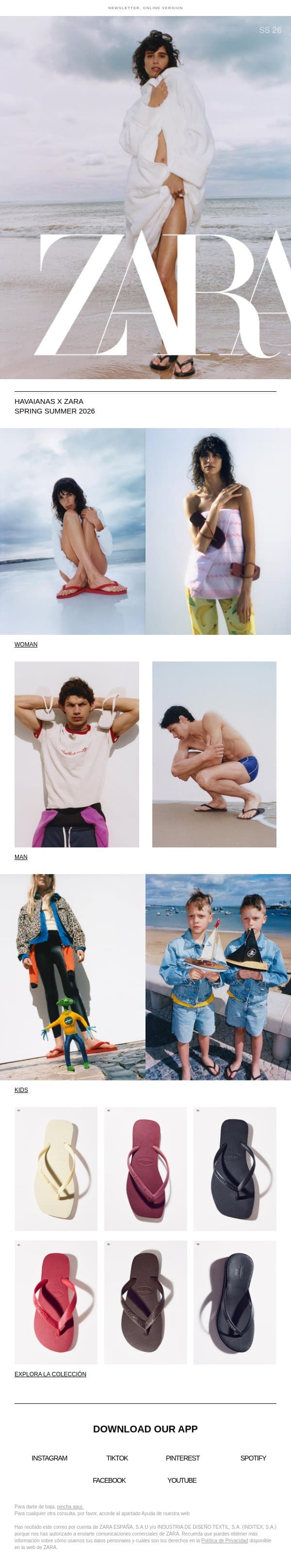 HAVAIANAS x ZARA email from Zara screenshot