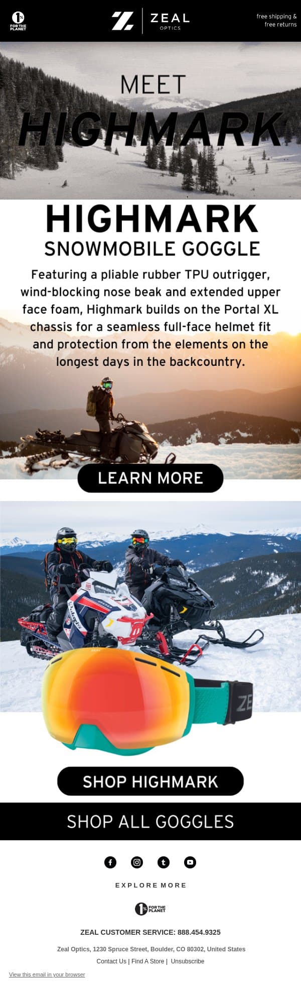 HIGHMARK: Zeal's Snowmobile Specific Goggle ๐๏ธ email from Zeal Optics screenshot