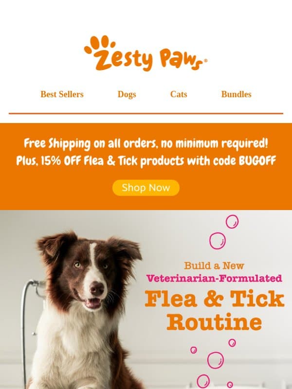 π§‘ Kick fleas to the curb! 15% OFF Flea & Tick + Free Shipping, no minimum π email from Zesty Paws