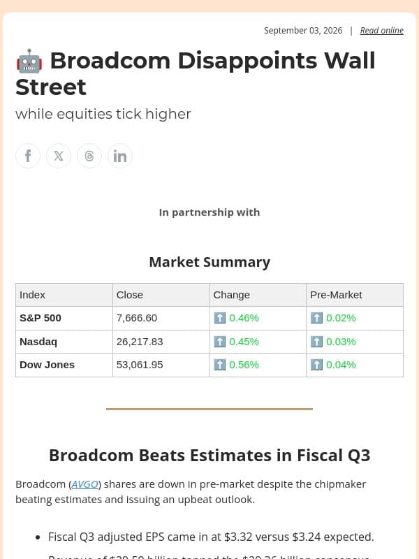 🤖 Broadcom Disappoints Wall Street email from Ziggma