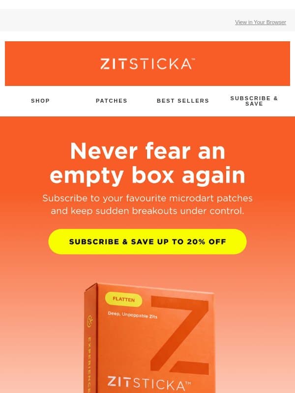 Out of Patches? Oh, the horror! email from ZitSticka