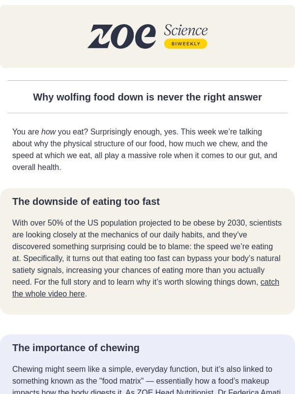 How you eat matters. Here’s why email from ZOE