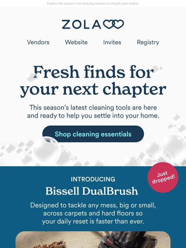 New gear for a clean slate 🧼 email from Zola