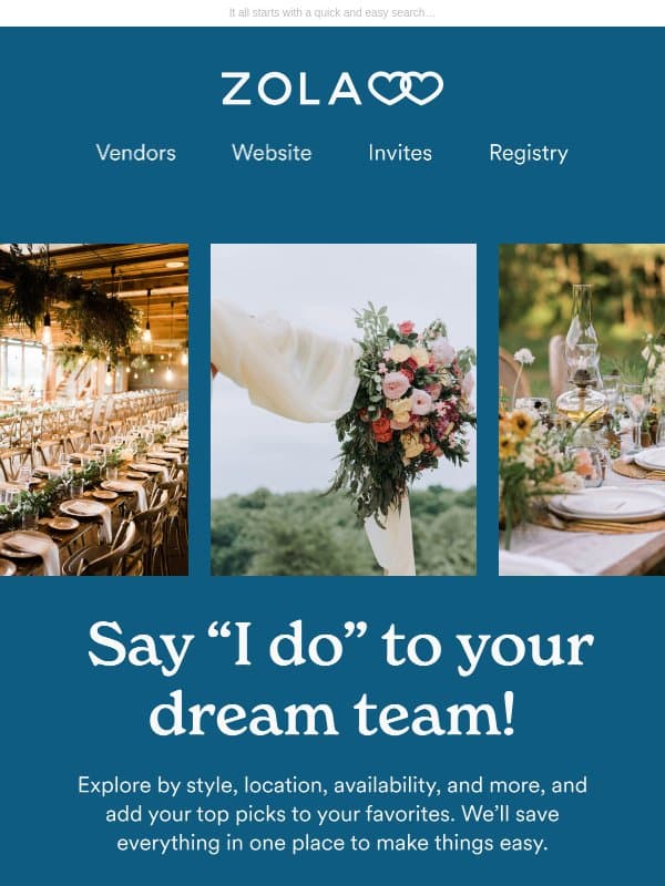 You could find your dream team today π€― email from Zola