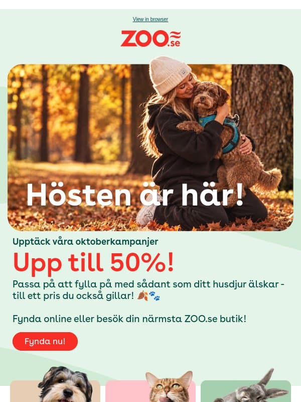 Oktoberkampanj - upp till 50% rabatt! email from Zoo.se