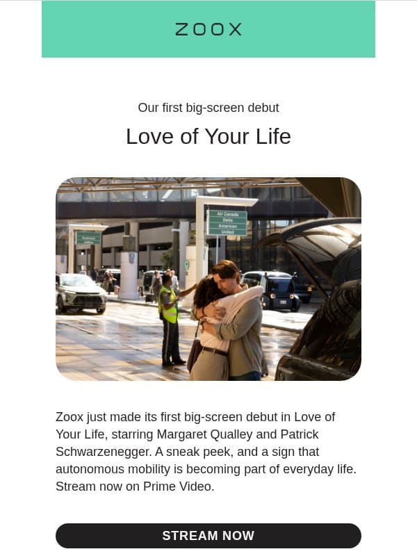 Our first big-screen debut 🎬 email from Zoox