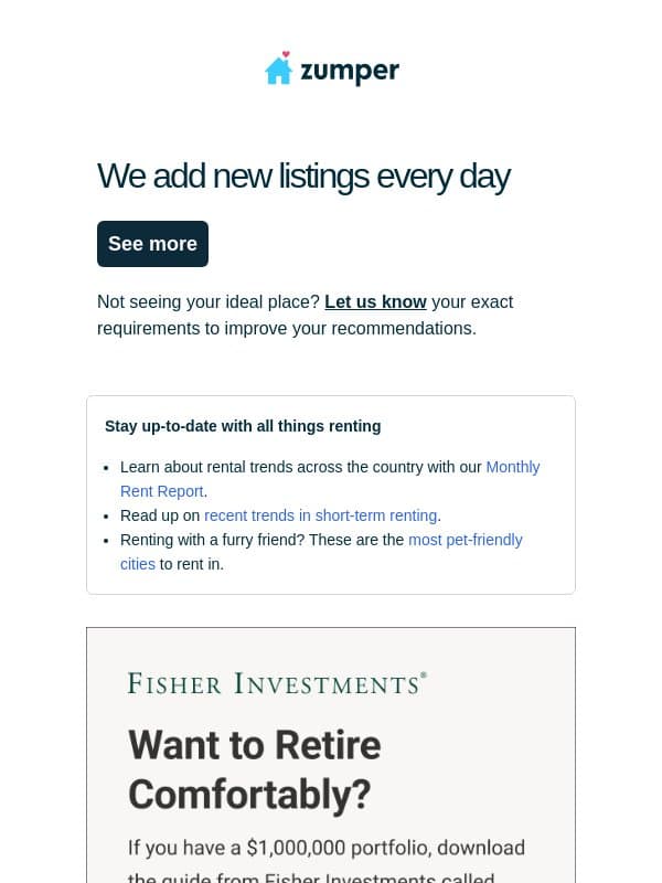 Top Apartment Hunting FAQs email from Zumper