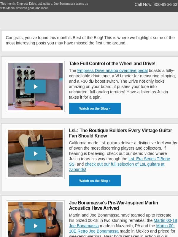 August's Best of the Blog email from zzounds