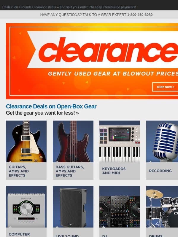 Gently Used Gear for Less! email from zzounds