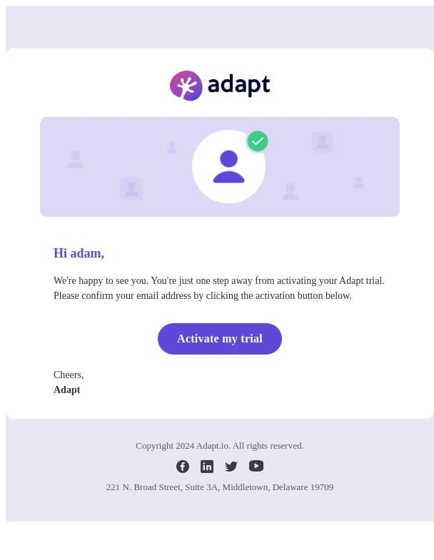 Confirm your email email from Adapt.io