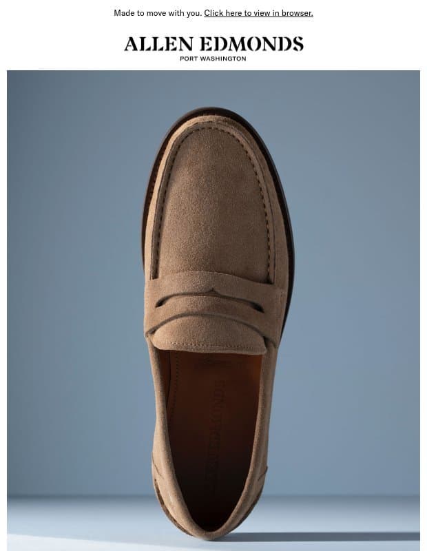 Our flexible, and elegant, new loafer email from Allen Edmonds