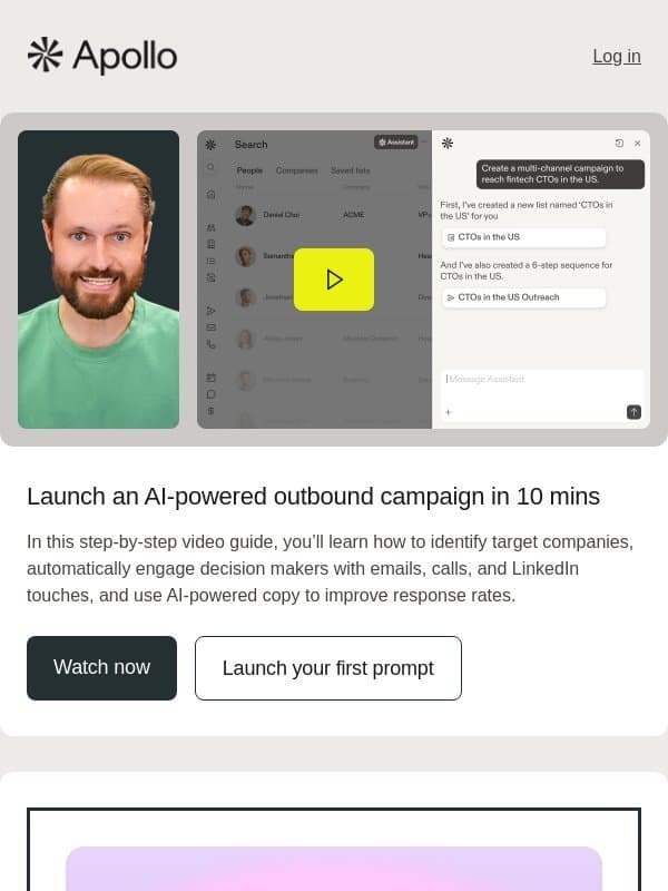 10-minute guide to launching an AI-powered outbound engine email from Apollo.io