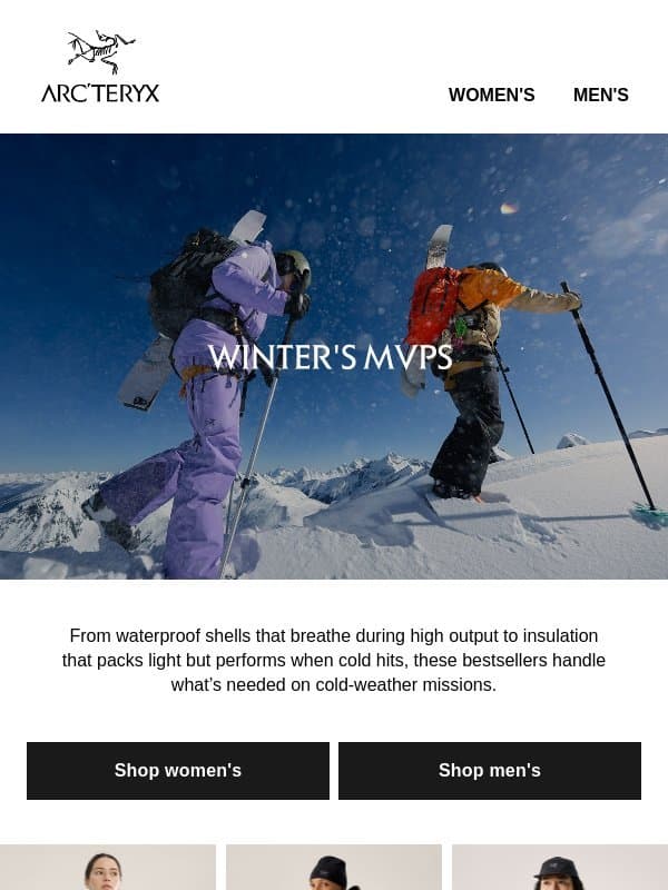 Most wanted: winter outerwear essentials email from Arc'teryx
