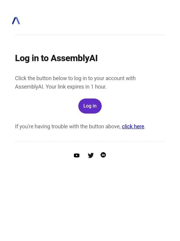 Your login request to AssemblyAI email from AssemblyAI