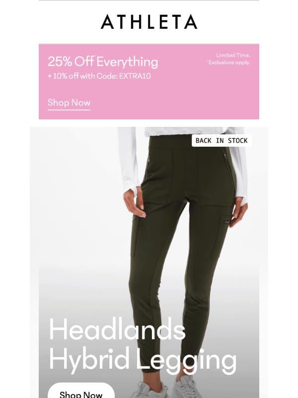 Restock alert: Headlands Legging email from Athleta