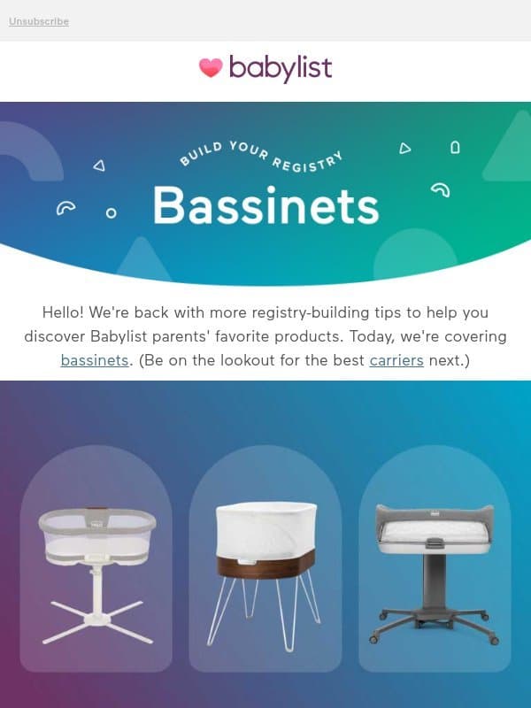 Registry Inspiration: The Best Bassinets email from Babylist