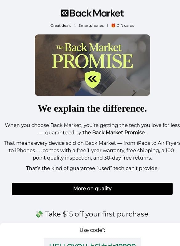 🥊 Refurbished vs. used email from Back Market