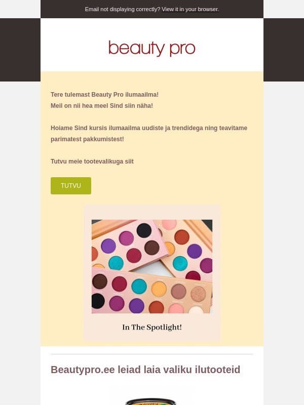 Tere tulemast Beauty Pro ilumaailma! email from BeautyPro
