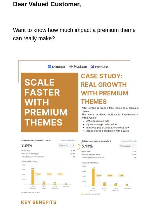 Scale Faster with Premium Themes email from Beeketing