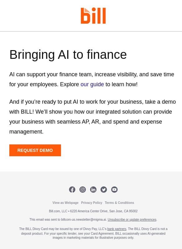 Get ready to learn about AI email from Bill.com