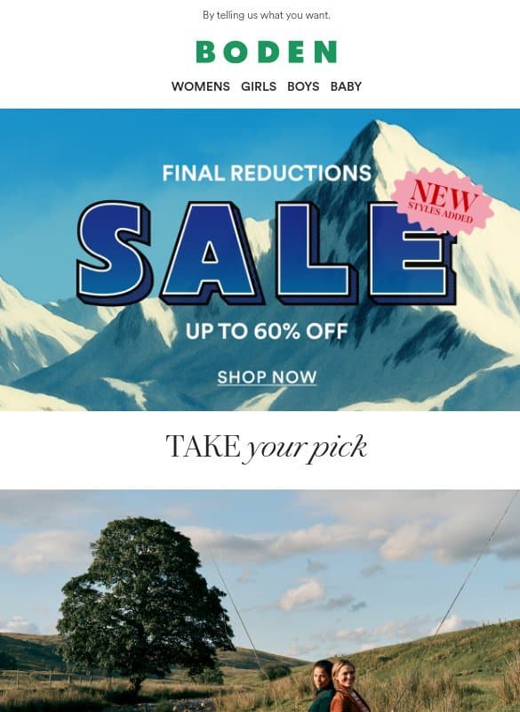 Get more of what you like email from Boden